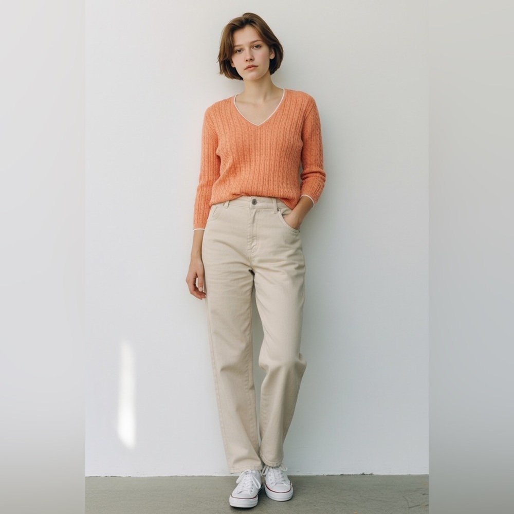 Ralph Lauren women’s sweater orange collegiate classic old money preppy Sm